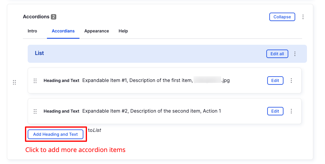 Accordion Component - Backend (Collapsed)
