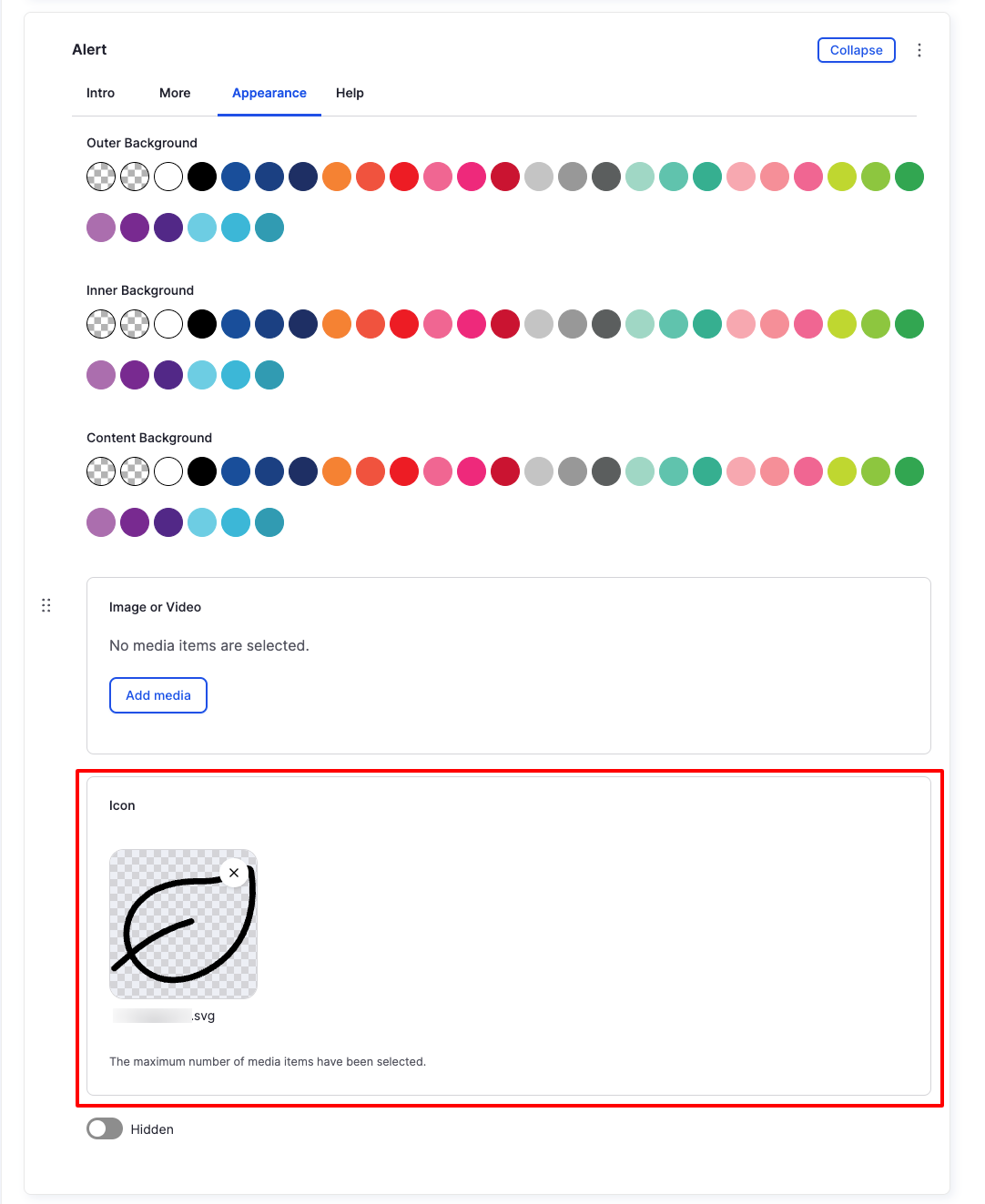 Alert Component - Appearance (Icon) - Backend