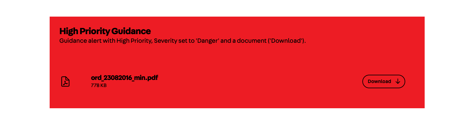 Alert Component (Guidance - High Priority - Danger - Download) - Frontend