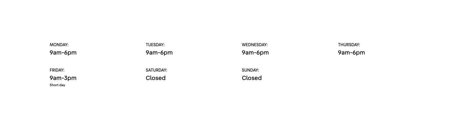 Opening Hours Component - Frontend