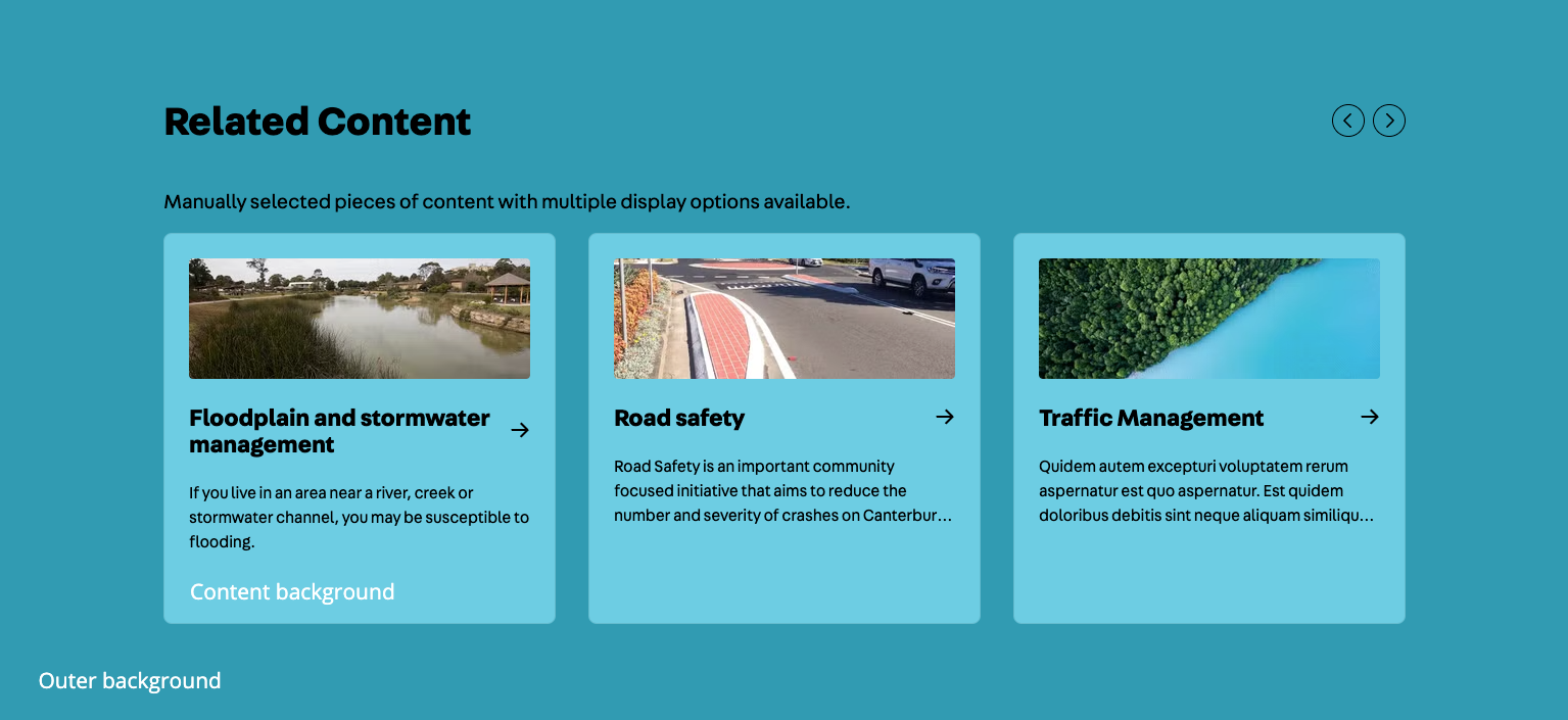 Related Content Component (Carousel, All, Rectangles) - Frontend