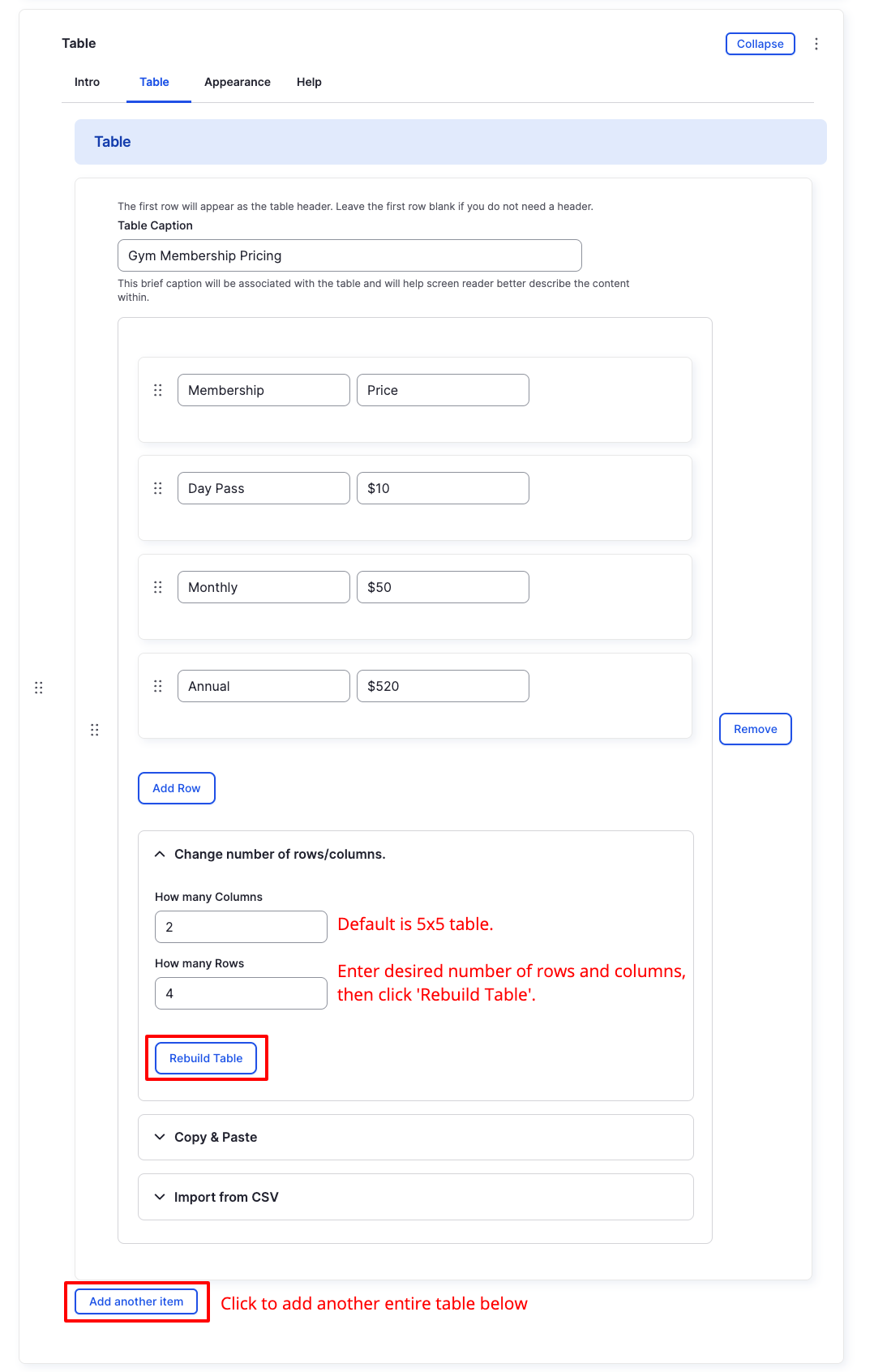 Table Component - Table - Backend