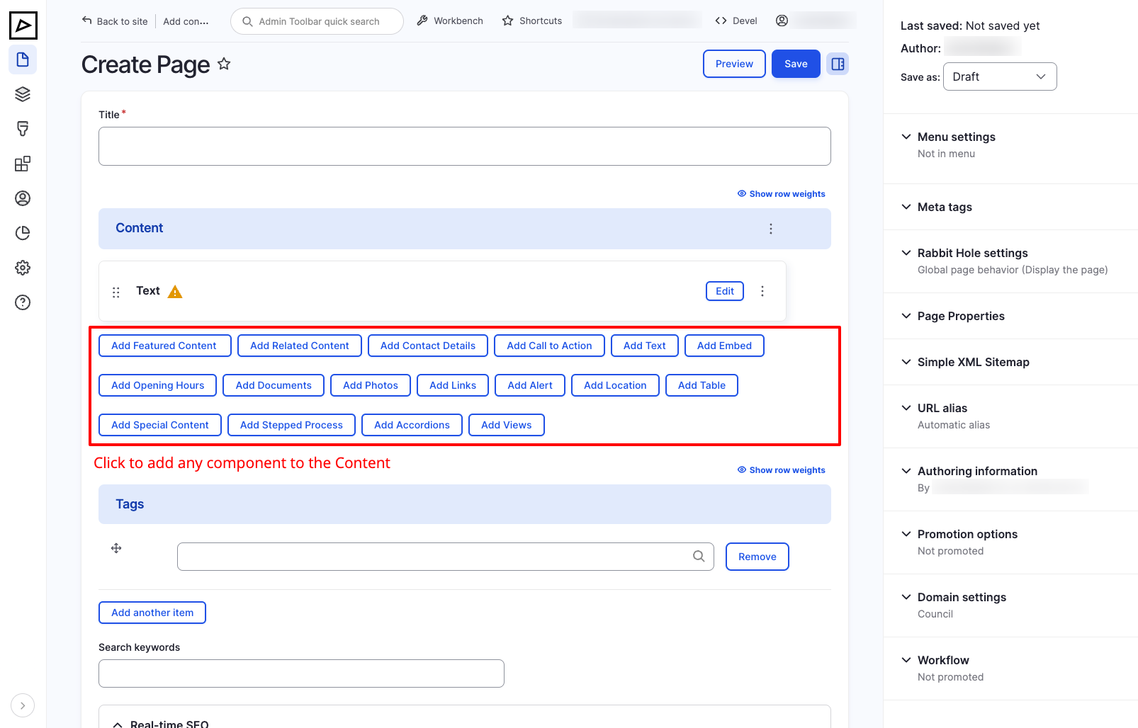Content - Add Component