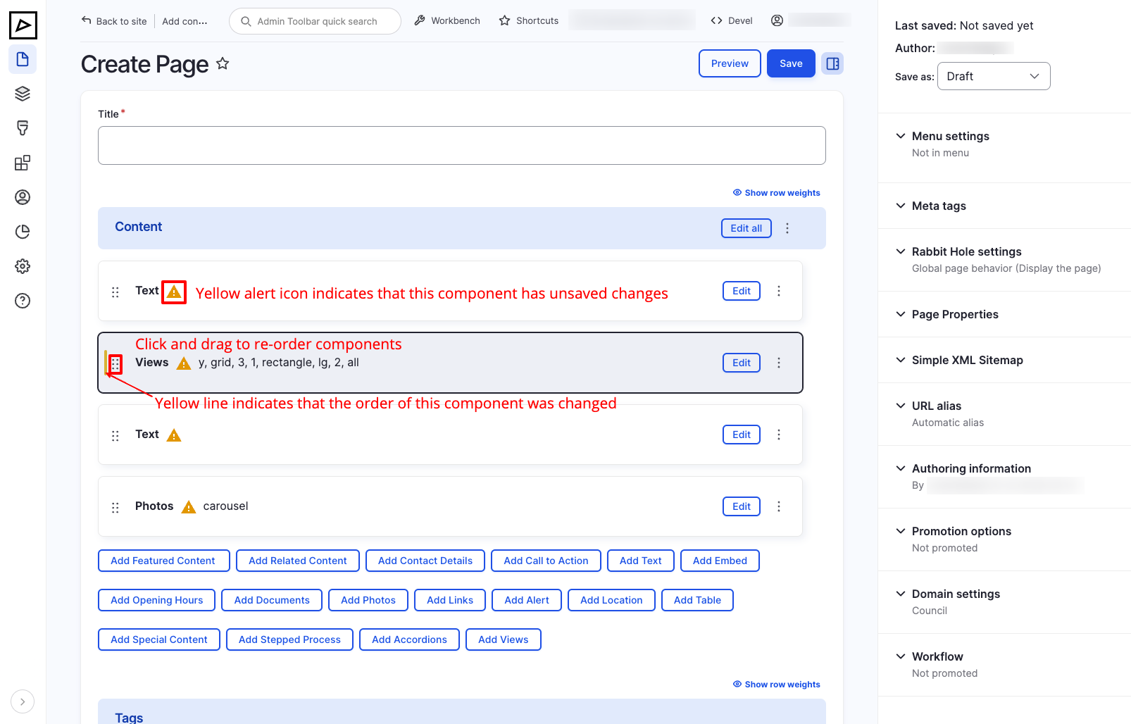 Content - Reorder Component
