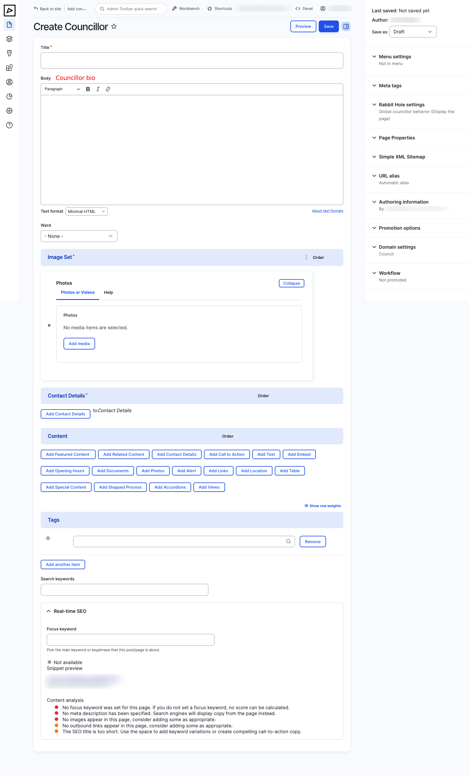 Content Type - Councillor - Backend