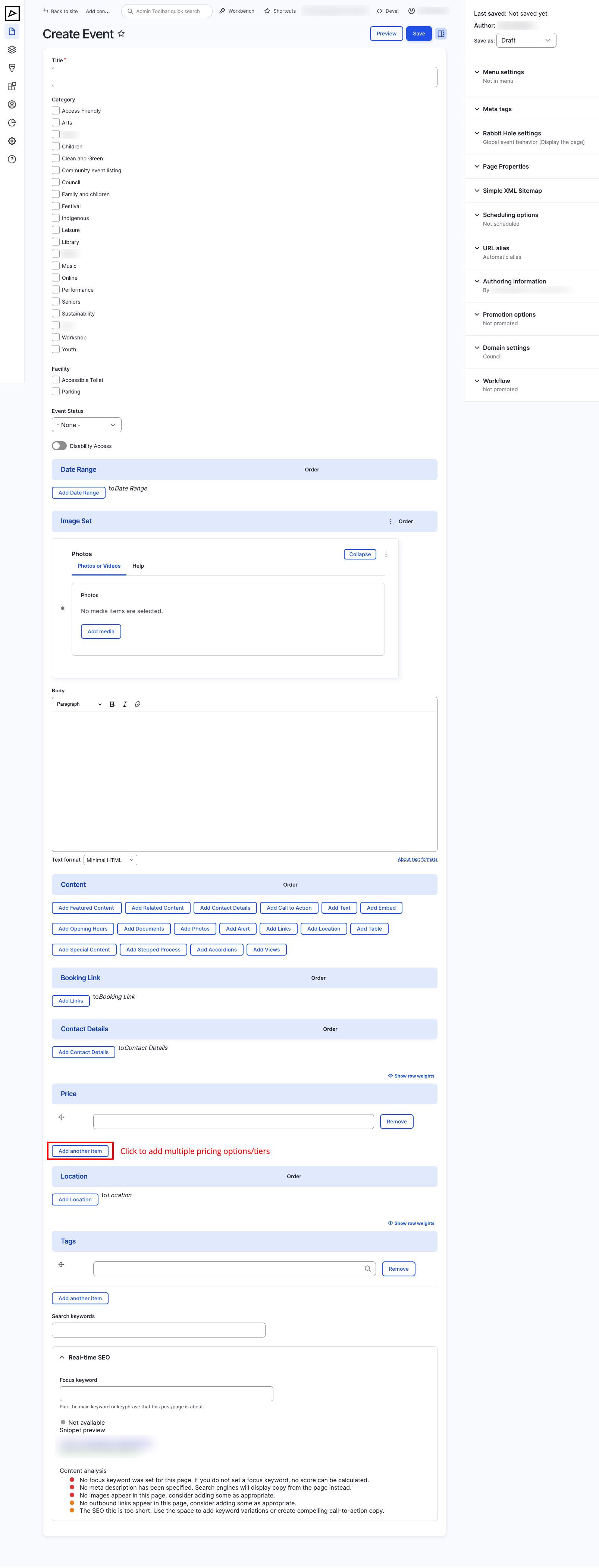 Content Type - Event - Backend
