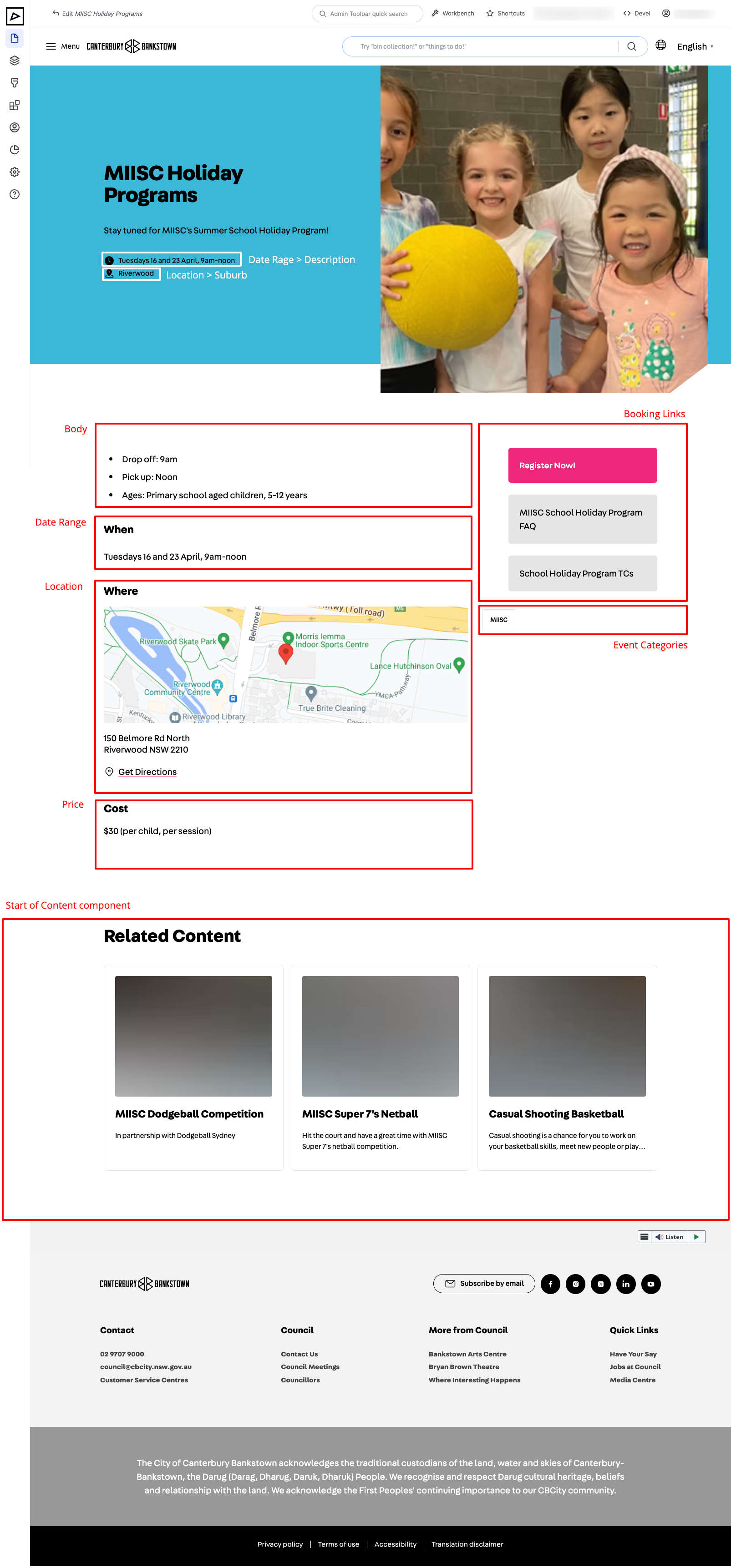 Content Type - Event - Frontend