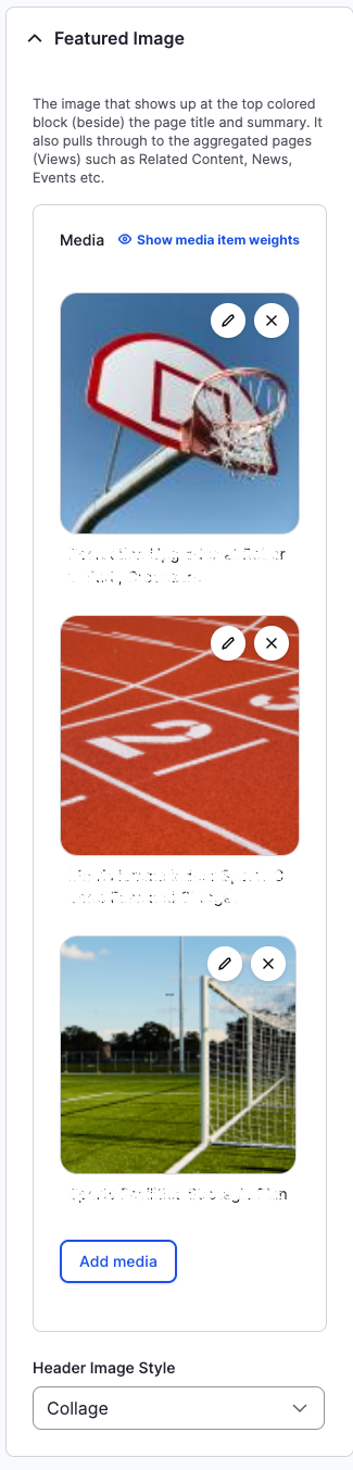Page Properties - Featured Image (Collage) - Backend