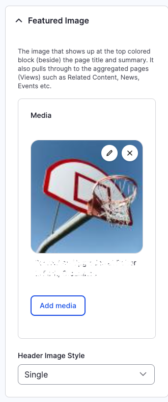 Page Properties - Featured Image (Single) - Backend